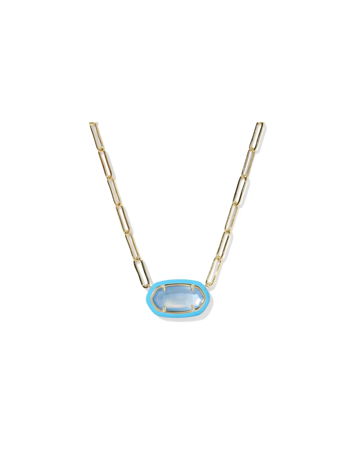 Ожерелье Elisa Enamel Frame Paperclip Necklace Kendra Scott — изображение 1 из 2, оттенок золотистый