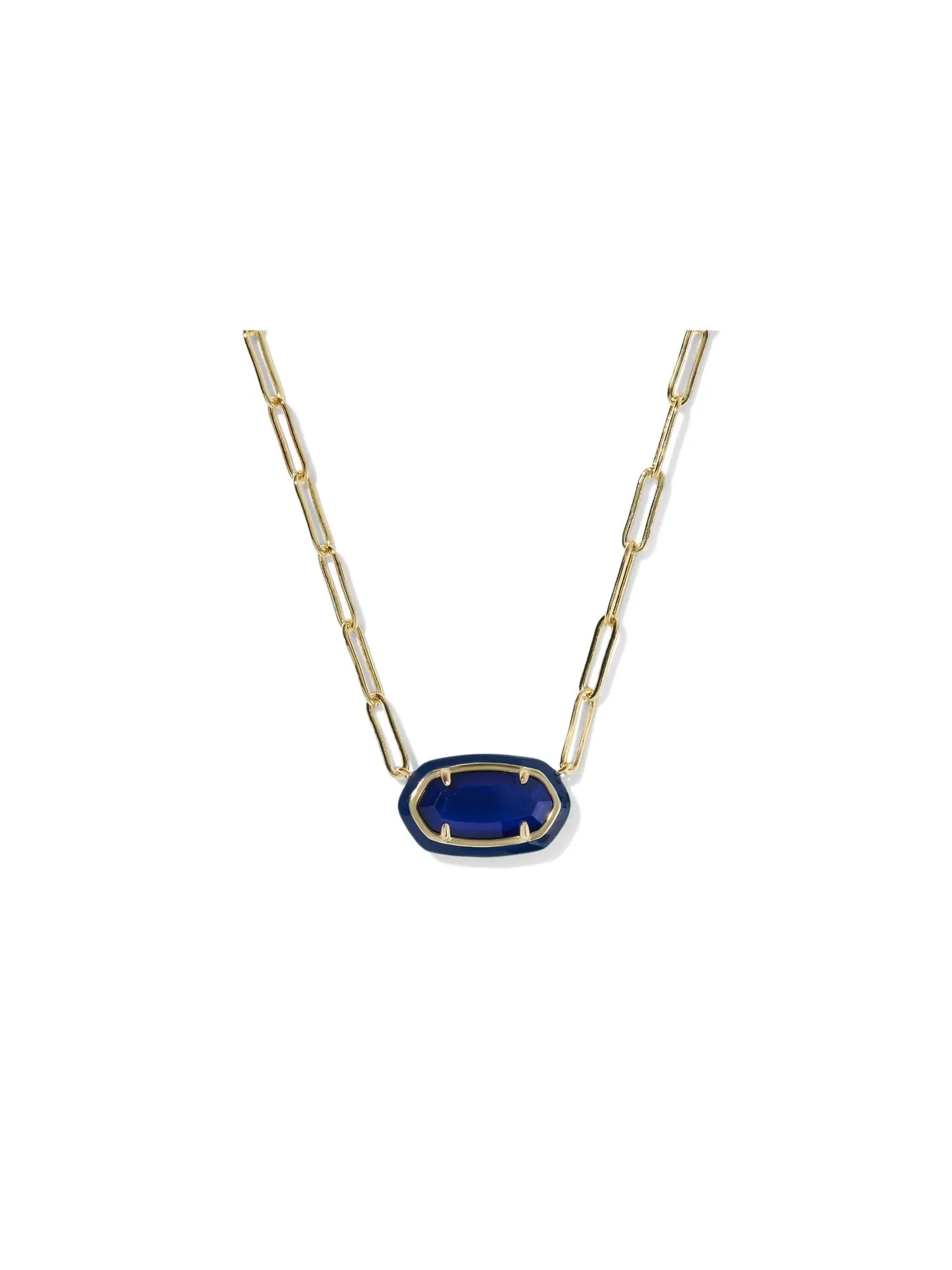Ожерелье Elisa Enamel Frame Paperclip Necklace Kendra Scott — изображение 1 из 2, оттенок золотистый темно-синий