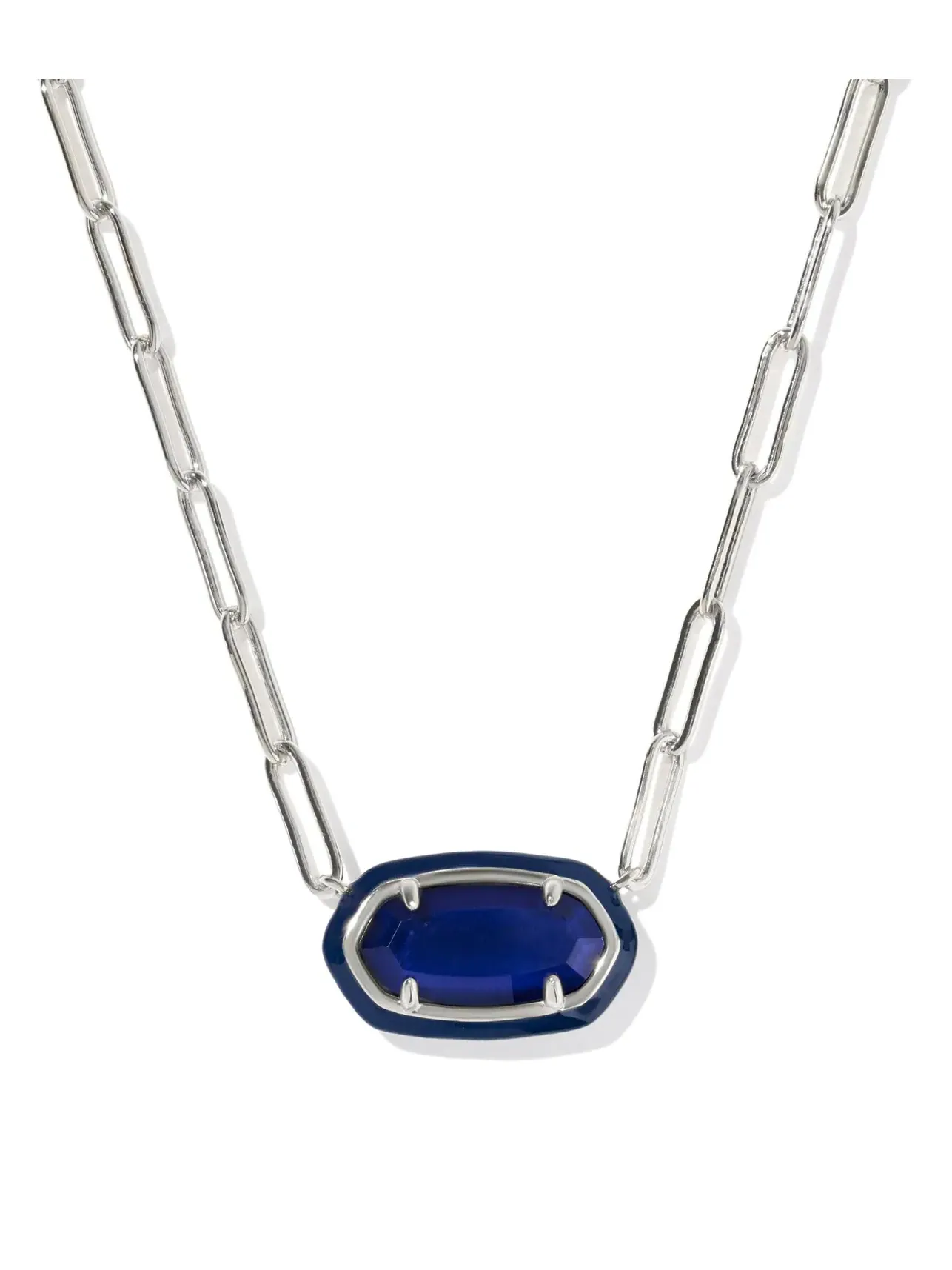 Ожерелье Elisa Enamel Frame Paperclip Necklace Kendra Scott — изображение 1 из 2, оттенок темно-синий
