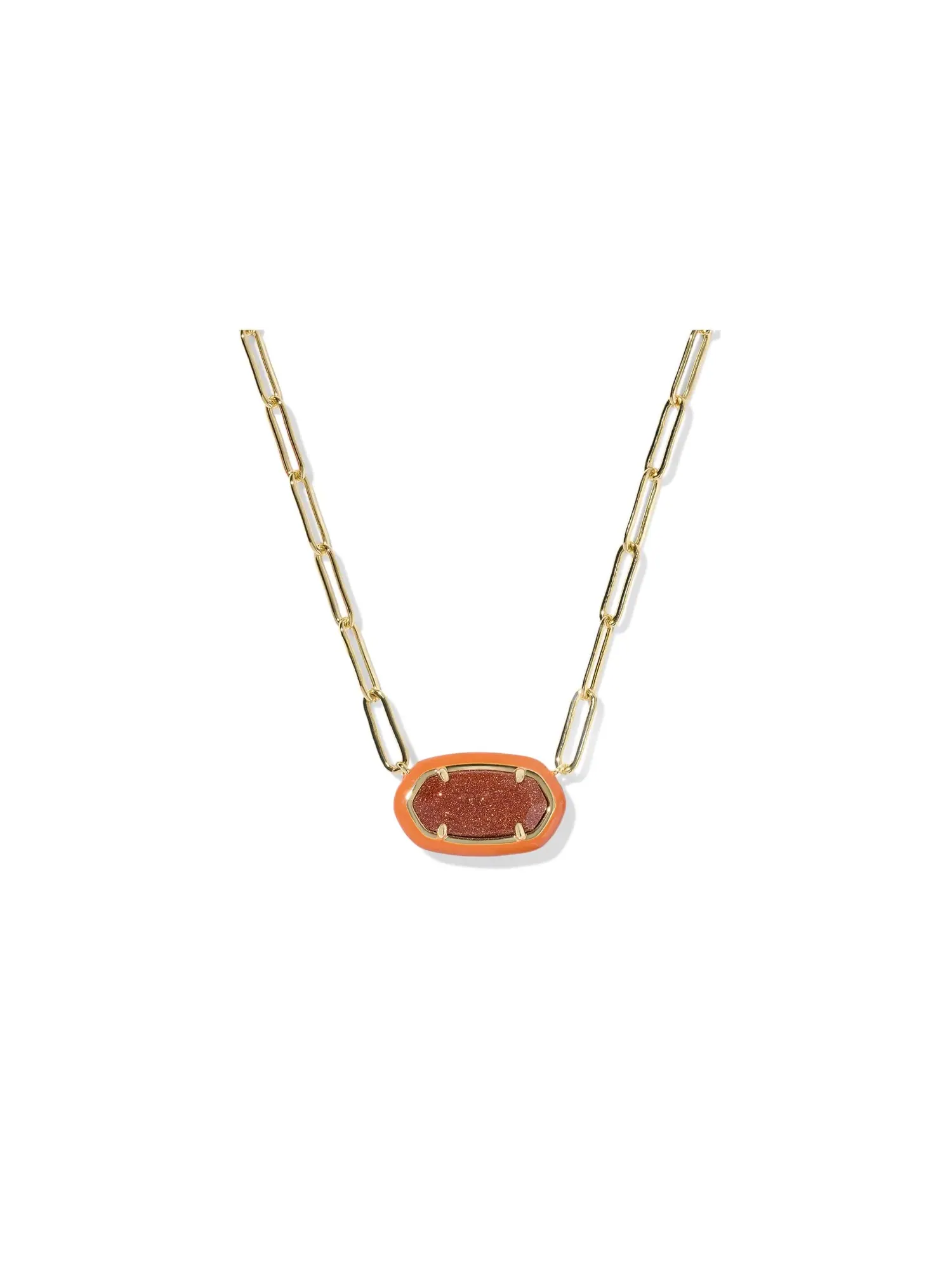 Ожерелье Elisa Enamel Frame Paperclip Necklace Kendra Scott — изображение 1 из 2, оттенок золотистый оранжевый