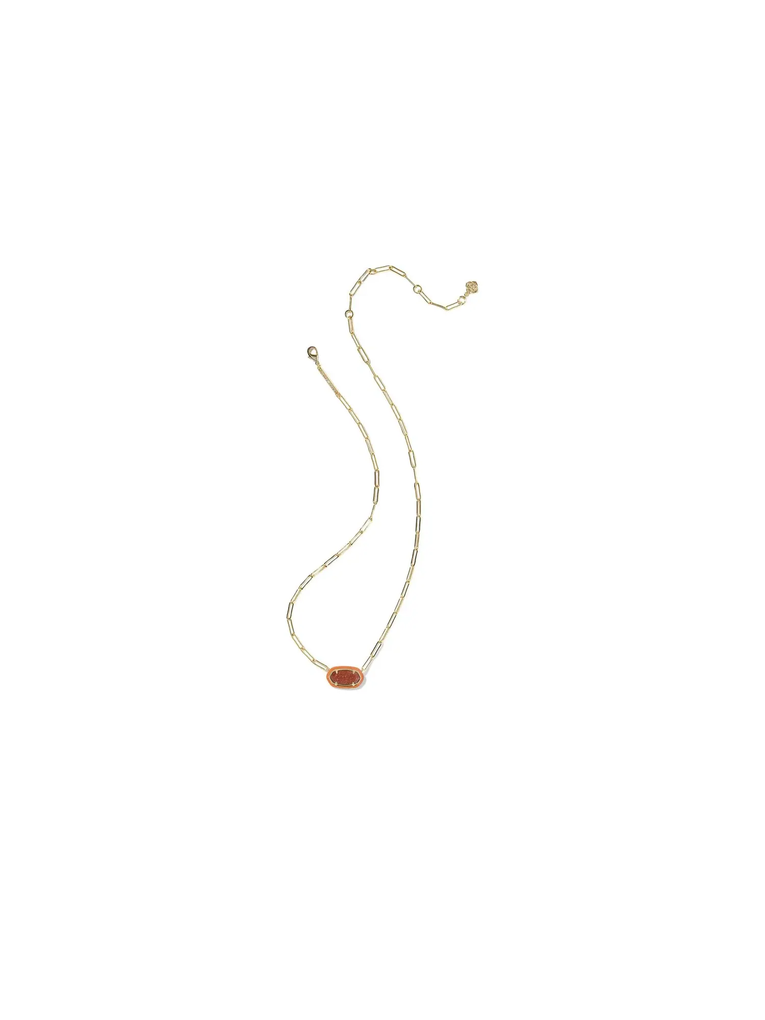 Ожерелье Elisa Enamel Frame Paperclip Necklace Kendra Scott — изображение 2 из 2, оттенок золотистый оранжевый