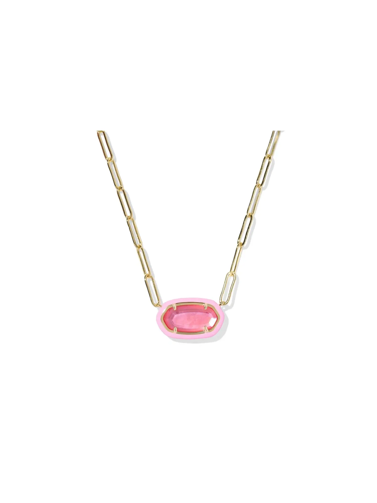 Ожерелье Elisa Enamel Frame Paperclip Necklace Kendra Scott — изображение 1 из 2, оттенок золотистый яркий розовый