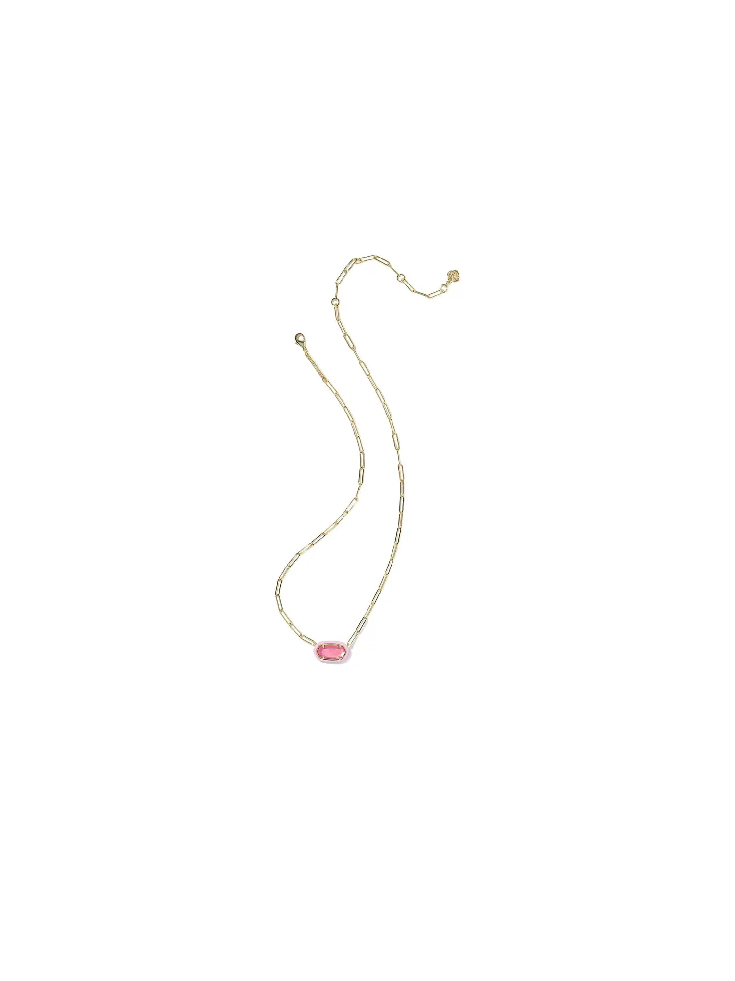Ожерелье Elisa Enamel Frame Paperclip Necklace Kendra Scott — изображение 2 из 2, оттенок золотистый яркий розовый