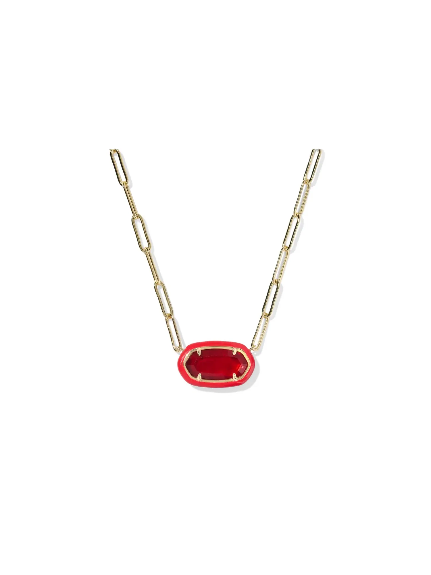 Ожерелье Elisa Enamel Frame Paperclip Necklace Kendra Scott — изображение 1 из 2, оттенок золотистый красный