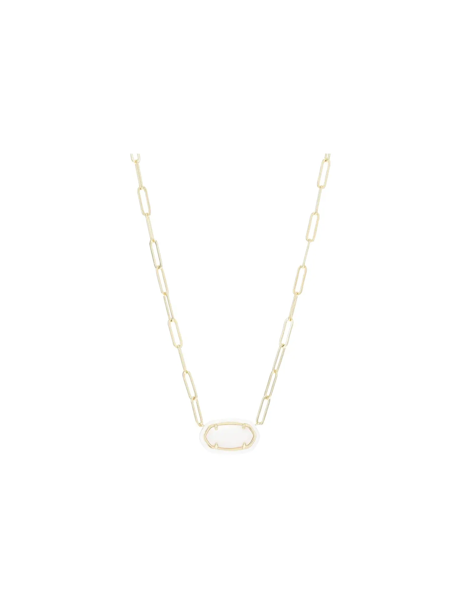 Ожерелье Elisa Enamel Frame Paperclip Necklace Kendra Scott — изображение 1 из 3, оттенок золотистый белый