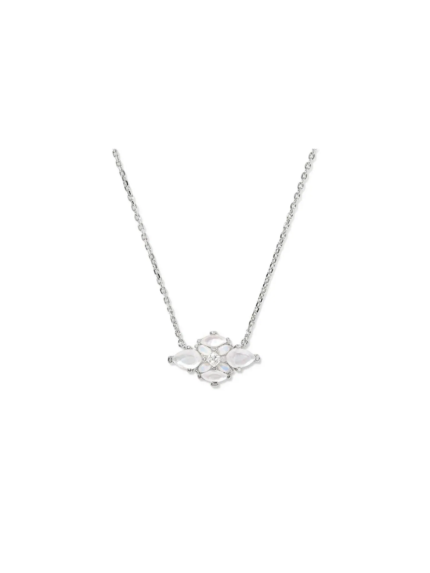 Короткое ожерелье-подвеска Abbie Crystal Short Pendant Necklace Kendra Scott — изображение 1 из 2, оттенок серебристый