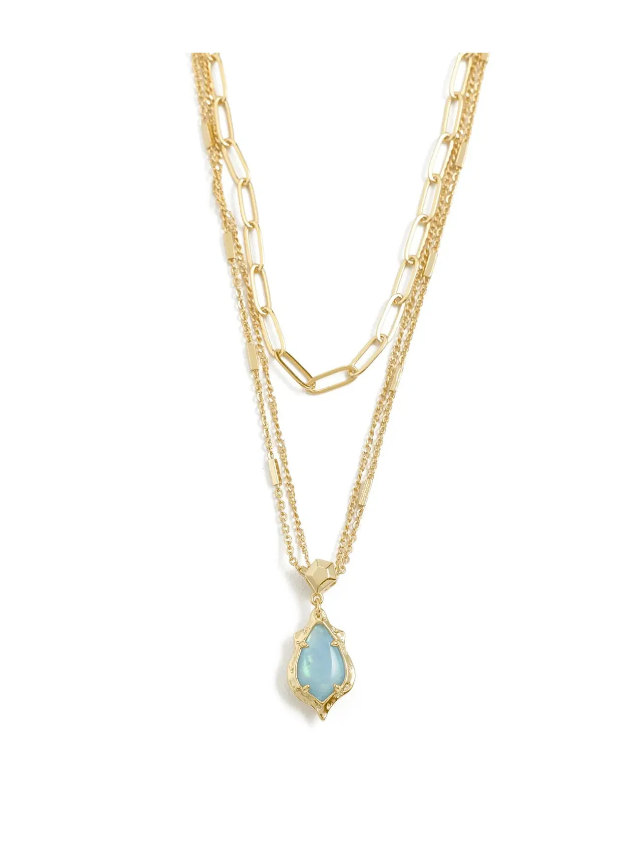 Многослойное ожерелье Adriana Scallop Frame Multi Strand Necklace Kendra Scott — изображение 1 из 4, оттенок золотистый синий