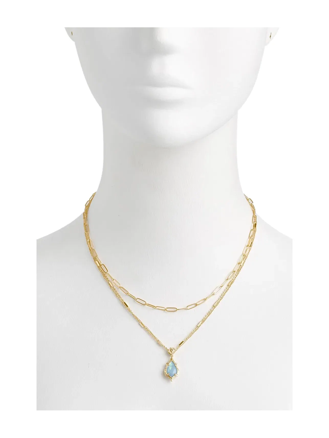 Многослойное ожерелье Adriana Scallop Frame Multi Strand Necklace Kendra Scott — изображение 2 из 4, оттенок золотистый синий