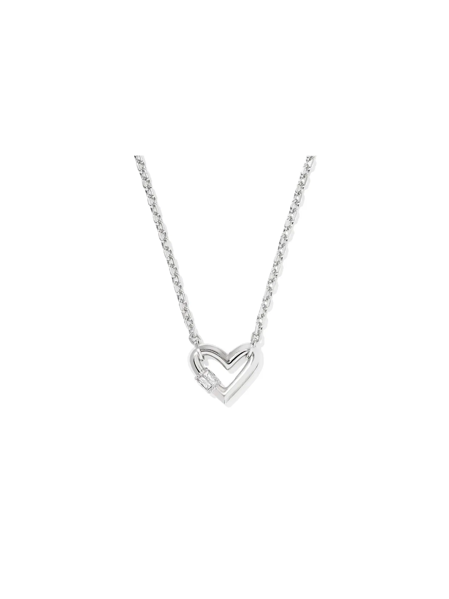 Короткое ожерелье-подвеска Emery Heart Short Pendant Necklace Kendra Scott — изображение 1 из 2, оттенок серебристый белый