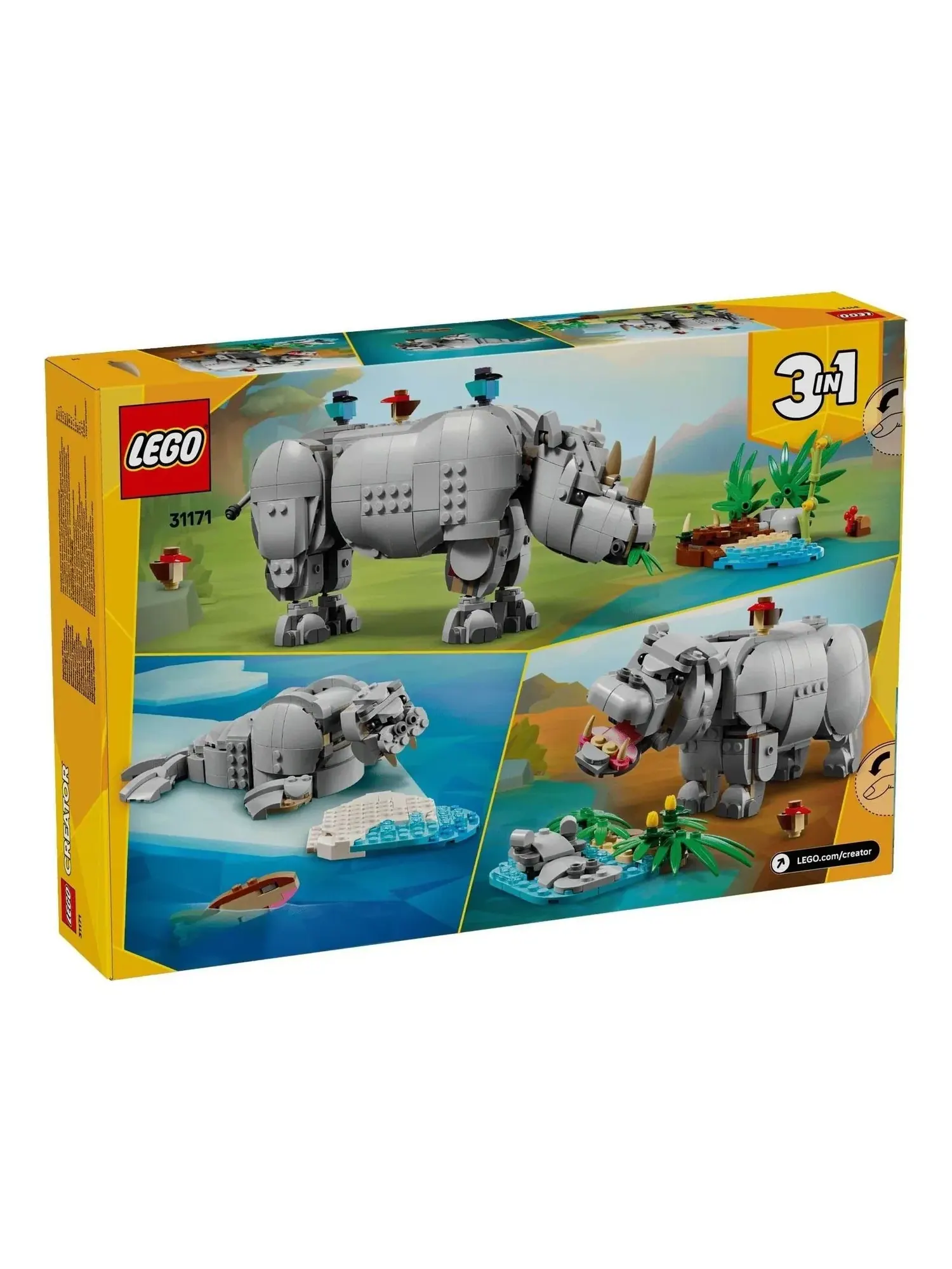 LEGO Дикие животные: Величественный носорог с птицами 31171 — изображение 1 из 2, мульти
