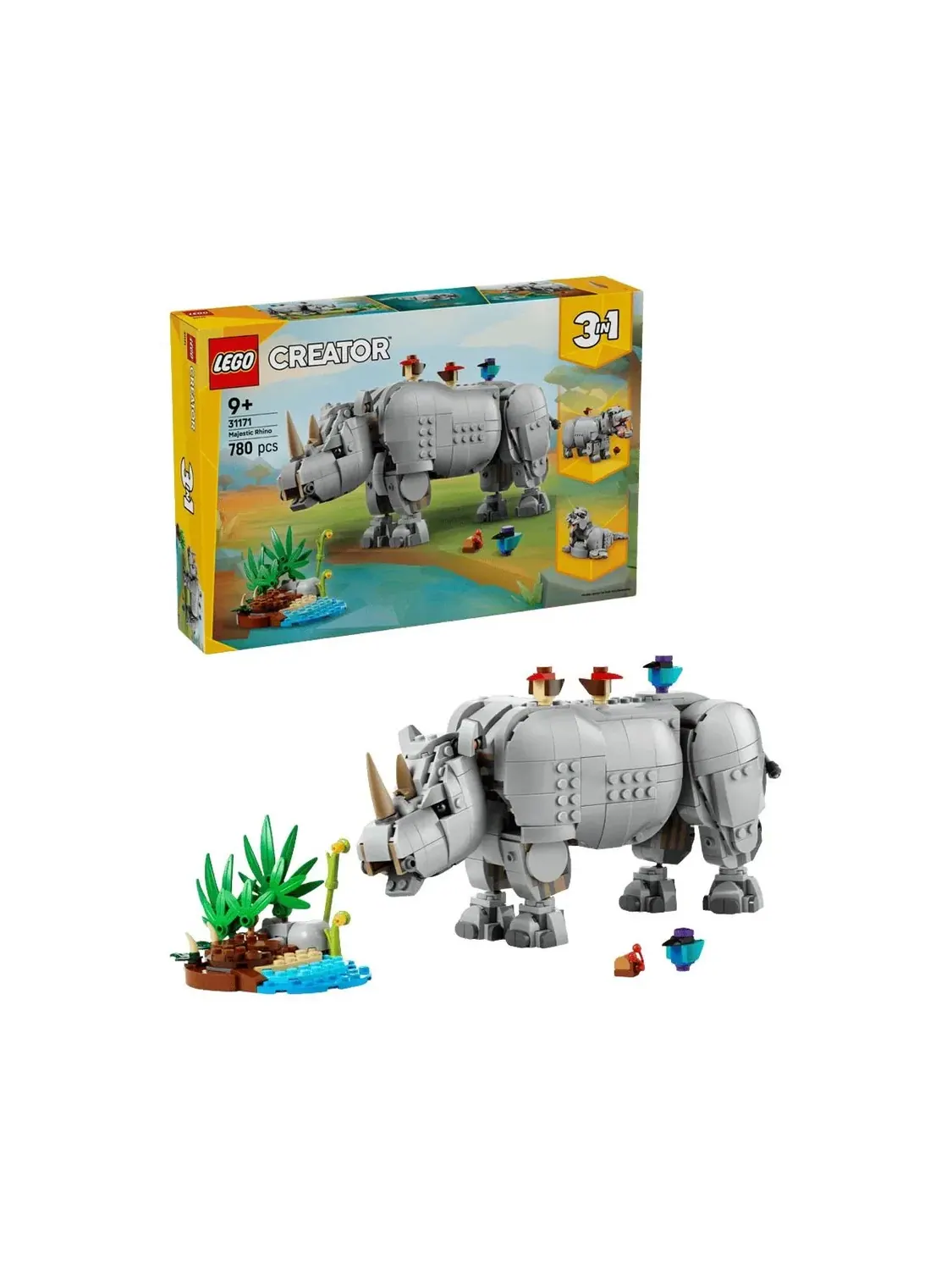 LEGO Дикие животные: Величественный носорог с птицами 31171 — изображение 2 из 2, мульти