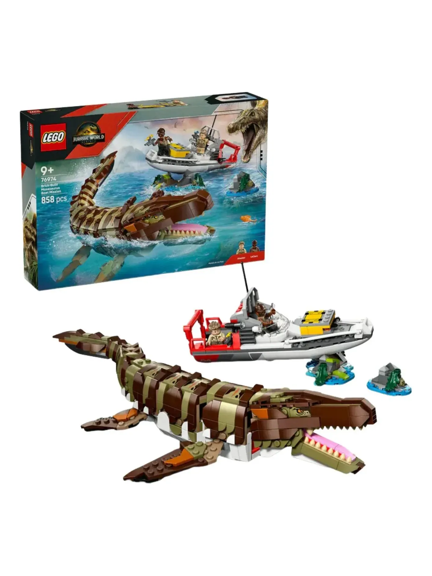 Набор LEGO "Лодка мозазавра, миссия ", собранный из кубиков — изображение 1 из 1, мульти