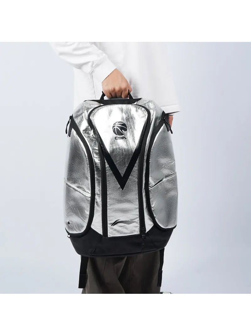 Рюкзак мужской Li-Ning CBA All Star Player Silver Black — изображение 2 из 6, серебряный