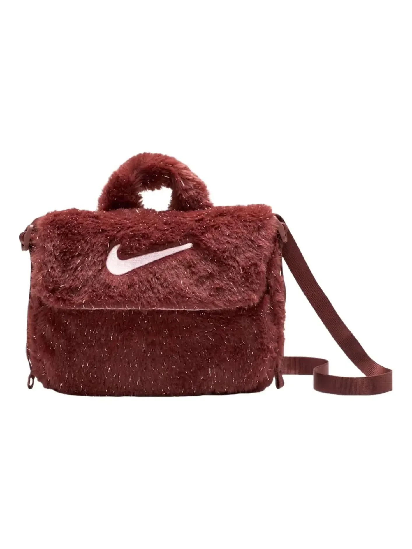 (GS) Сумка через плечо Nike 1 л из искусственного меха, цвет «Темно-розовый пони» — изображение 1 из 3