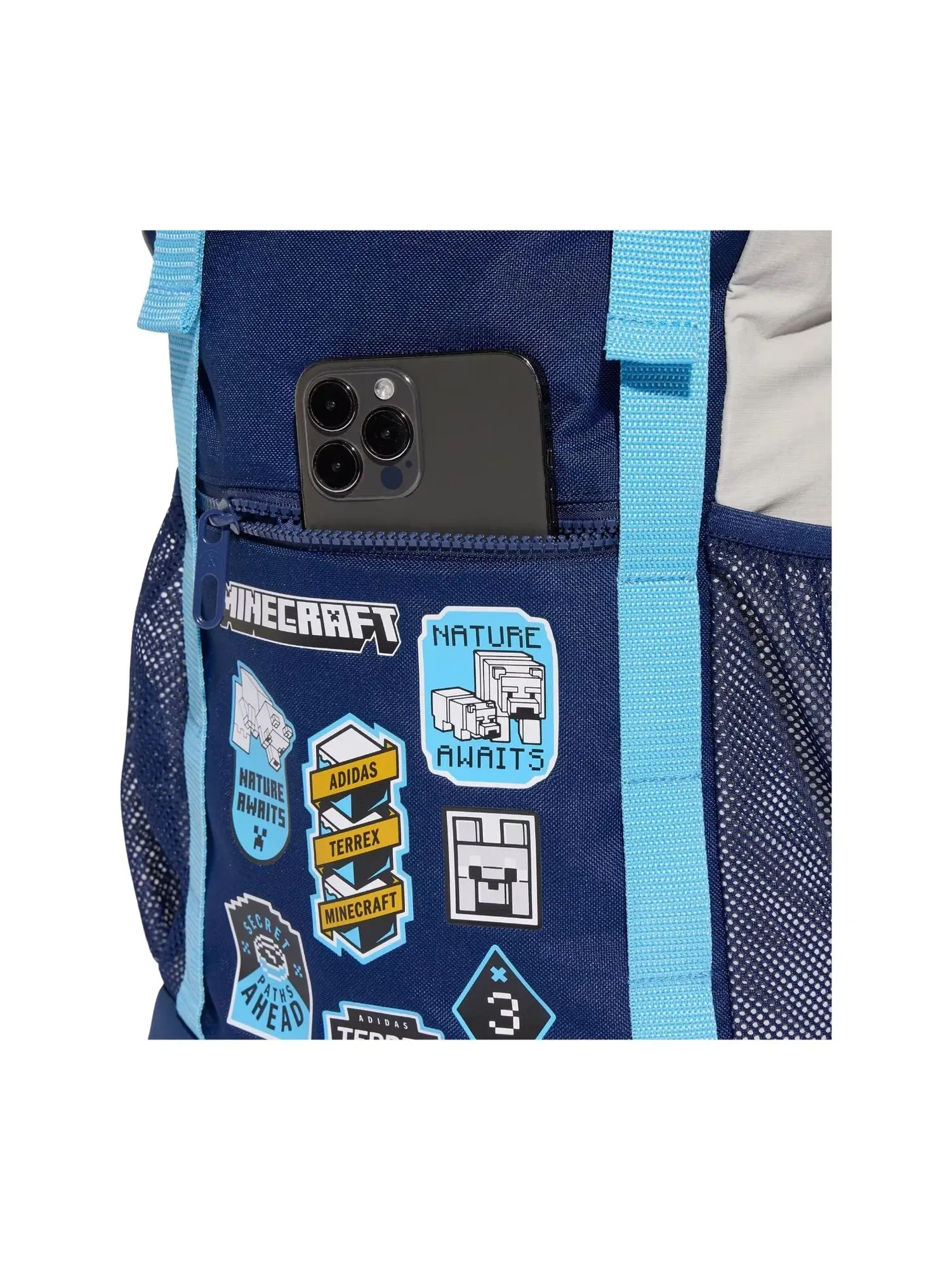 Детский рюкзак Minecraft с принтом Adidas — изображение 4 из 5, синий