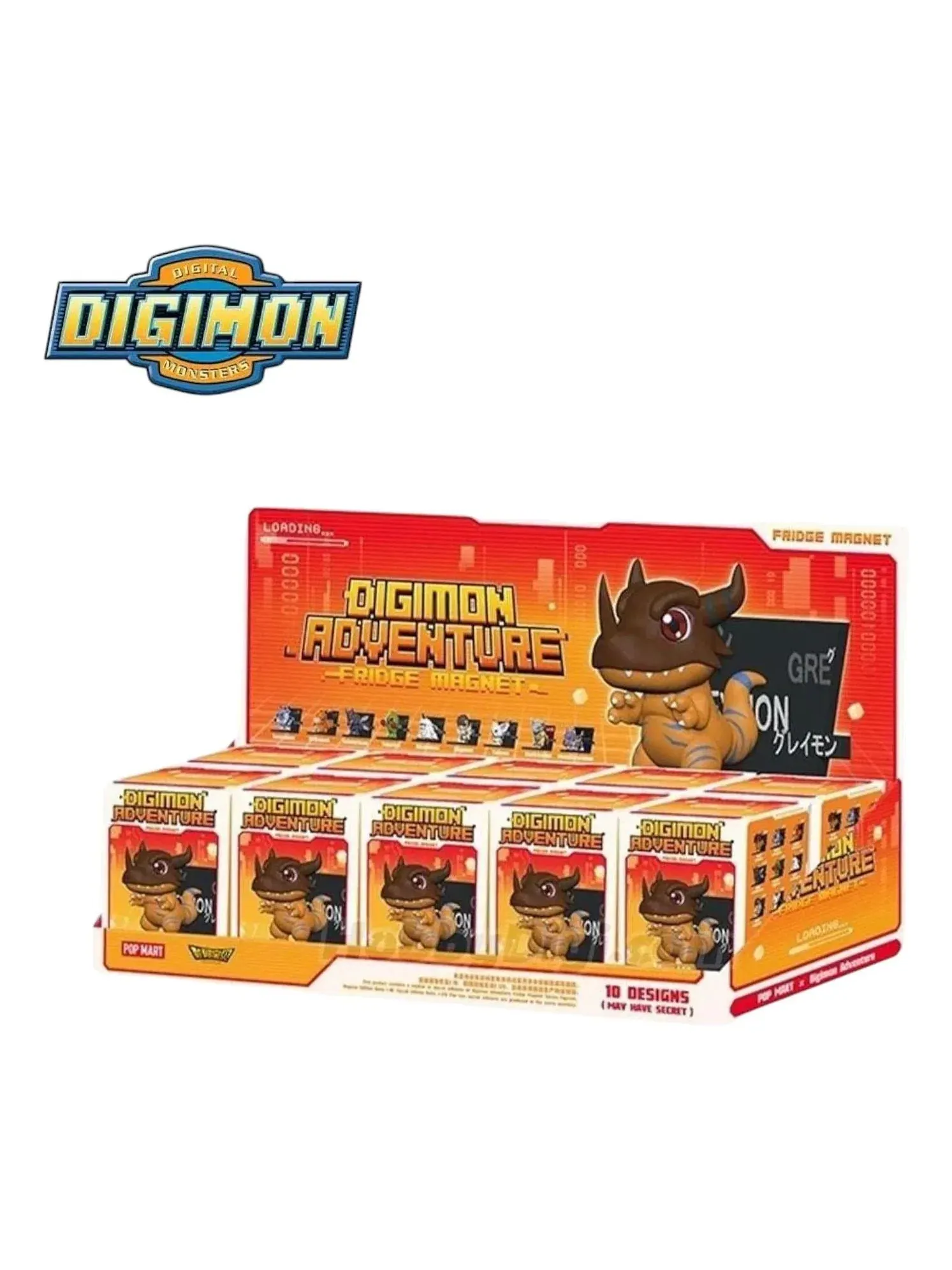 Коллекционная фигурка с магнитом Digimon 10 штук в закрытом кейсе Pop Mart — изображение 1 из 1, мульти