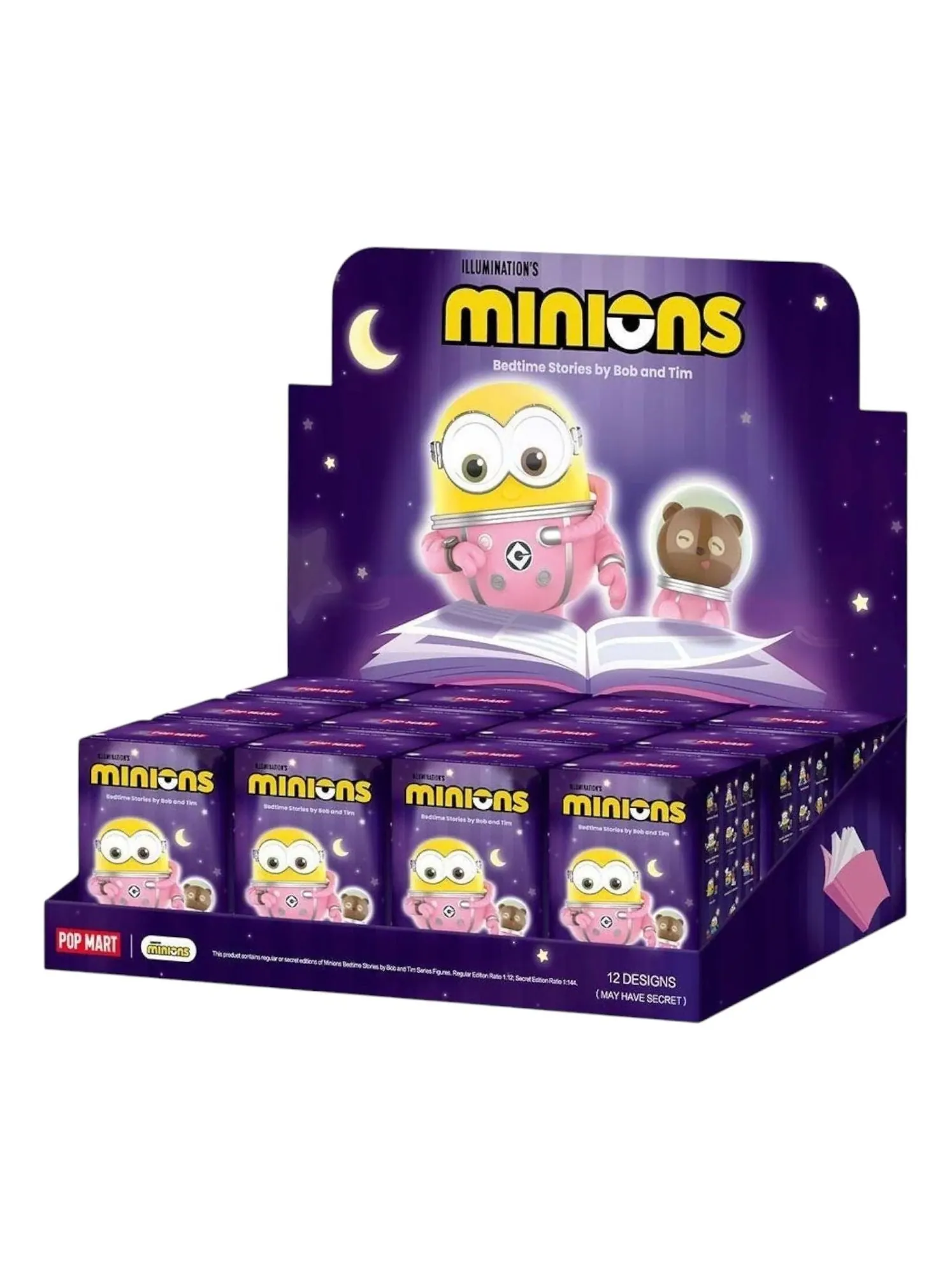 Набор фигурок Pop Mart Minions Bedtime Stories от Боба и Тима, запечатанная упаковка (12 коробочек-сюрпризов), мульти
