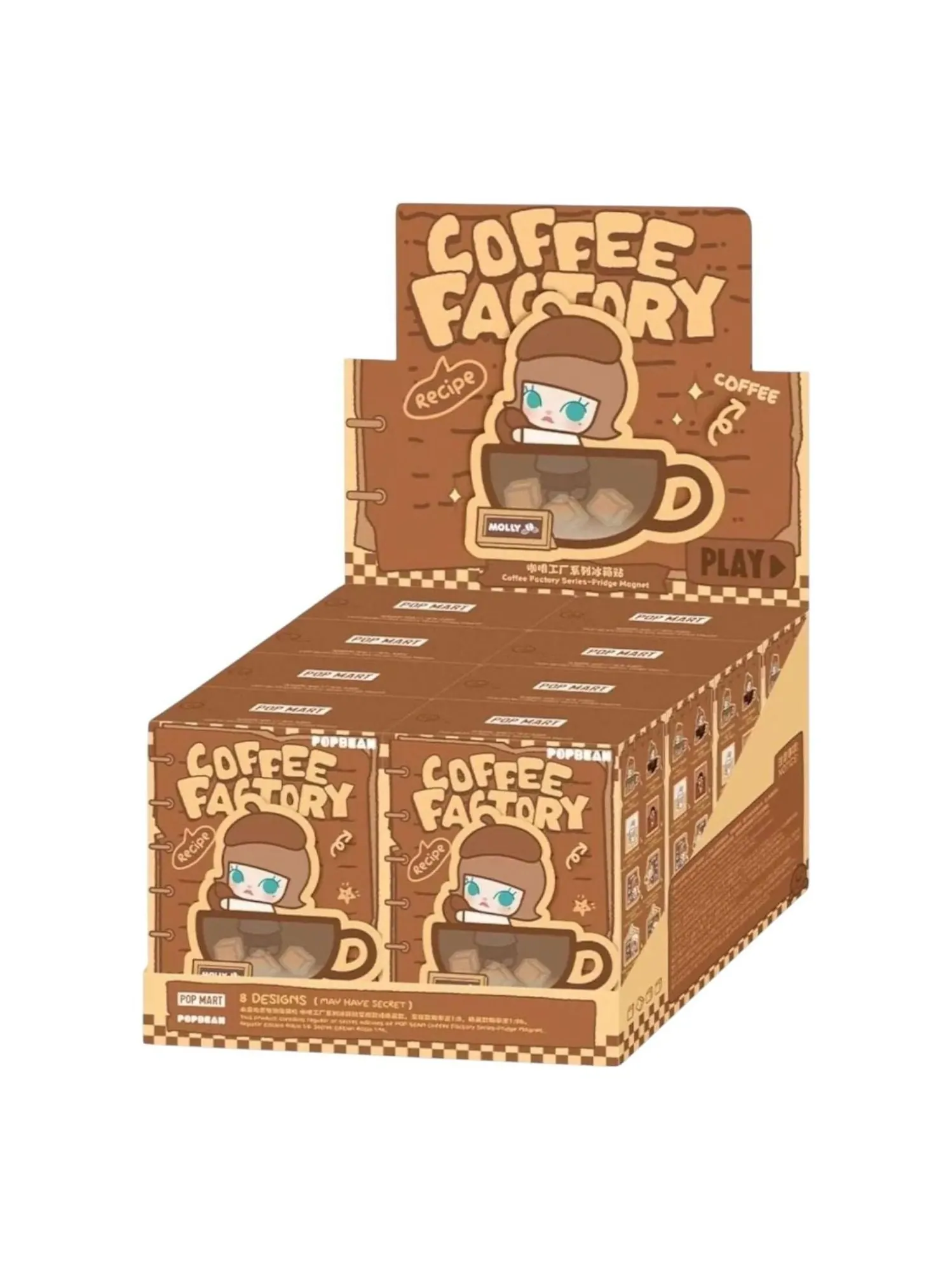 Магнит на холодильник Pop Mart Pop Bean Coffee Factory, запечатанная упаковка (8 коробочек-сюрпризов) — изображение 1 из 1