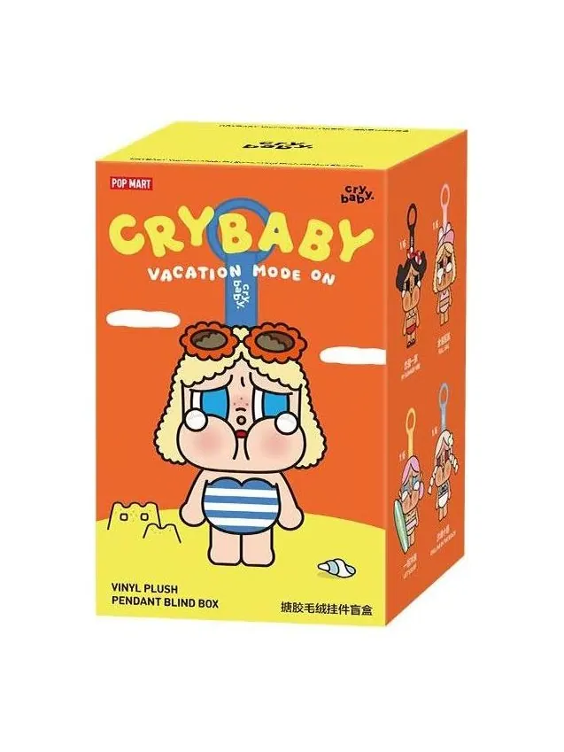 Мягкая виниловая подвеска Pop Mart CRYBABY из серии Vacation Mode On, запечатанная коробка (1 слепой бокс), мульти