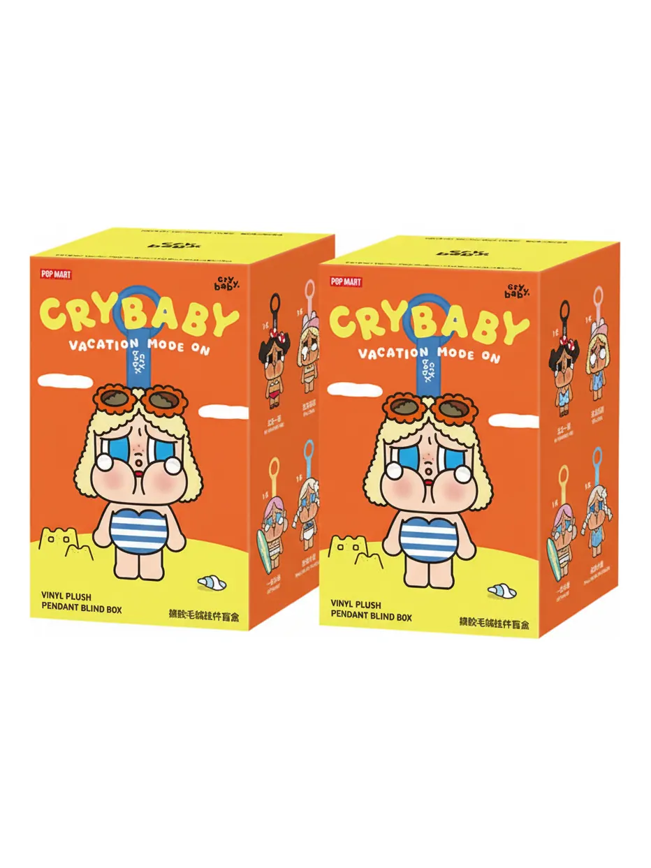 Мягкая виниловая подвеска Pop Mart CRYBABY из серии Vacation Mode On, запечатанные коробки (2 слепых бокса), мульти