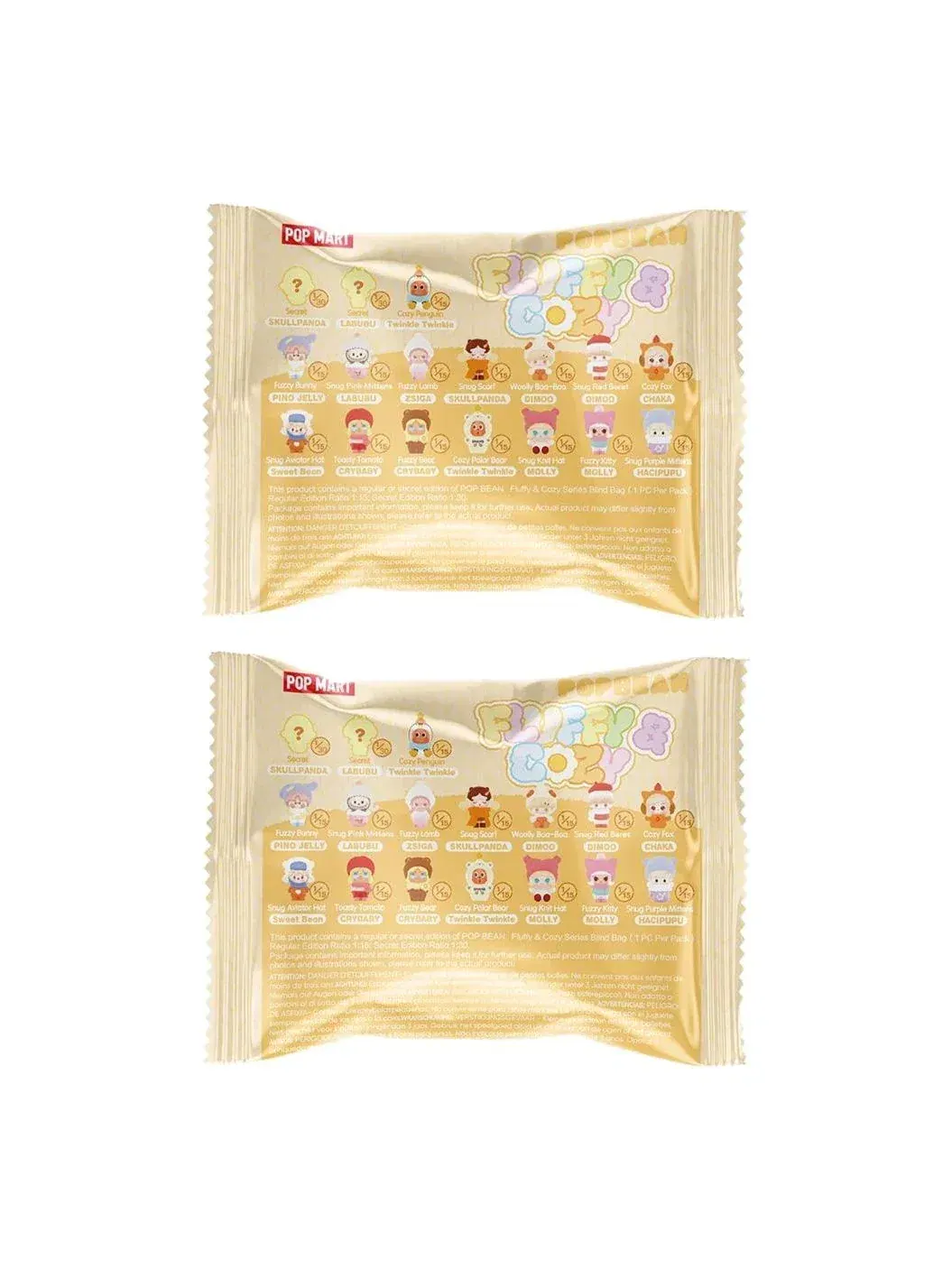 Набор из 2 непрозрачных упаковок фигурок Pop Mart Pop Bean Fluffy and Cozy Figure (PPMT-2511-0050-1011186384), мульти