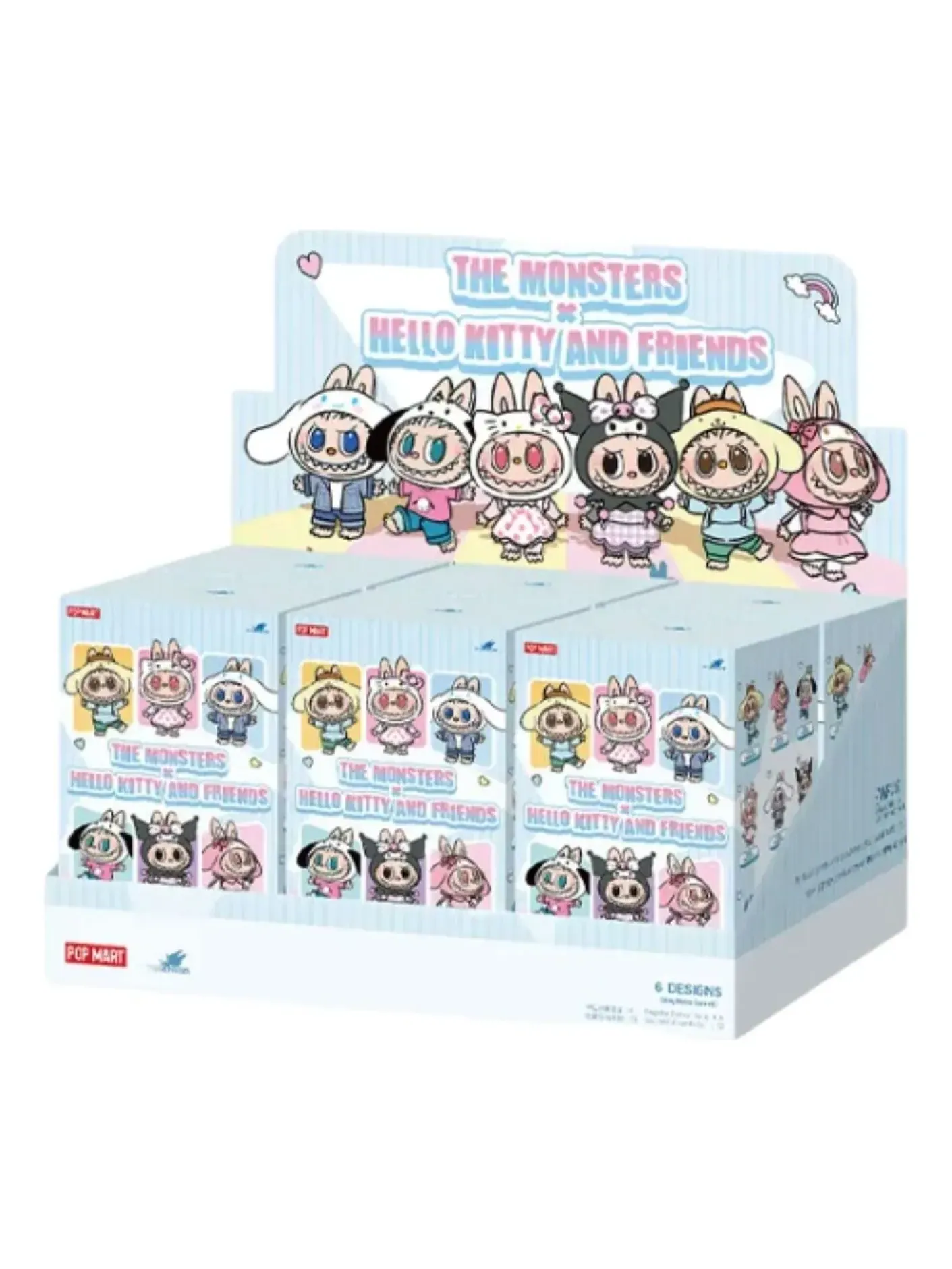 Набор из 6 виниловых плюшевых кулонов Pop Mart THE MONSTERS x Hello Kitty and Friends (6 коробочек-сюрпризов), мульти