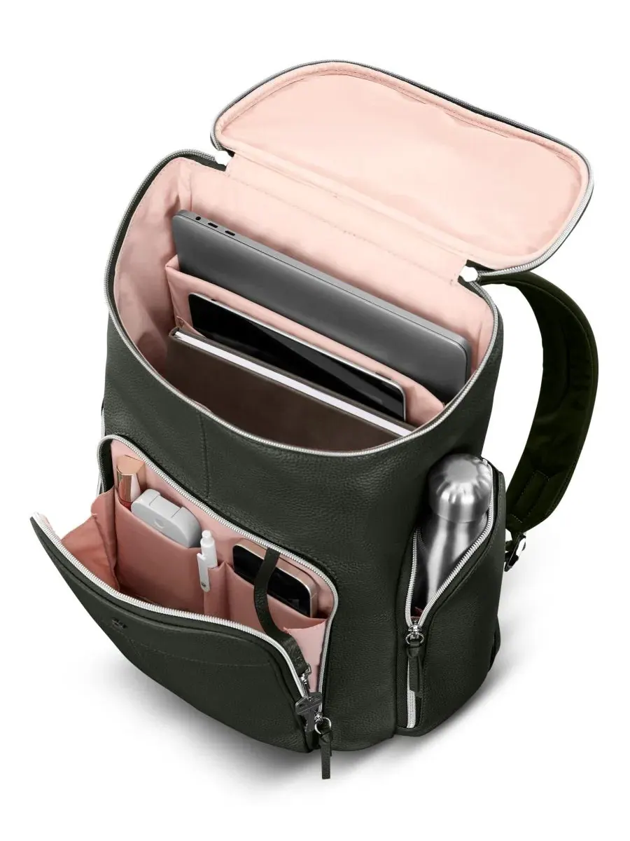 Рюкзак из кожи с отделением для ноутбука, модель Mobile Solution 2 Leather Deluxe Samsonite — изображение 4 из 9, оливковый
