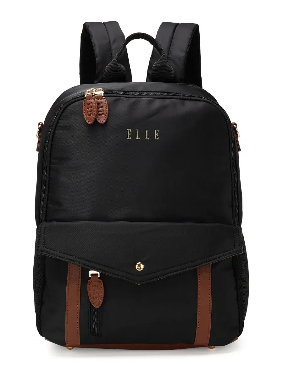 Рюкзак Luxe Journey 39 см из саржи и искусственной кожи Elle — черный