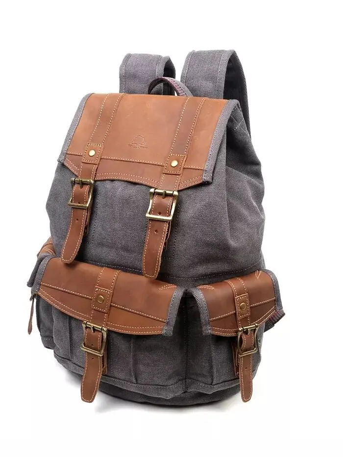 Холщовый рюкзак Turtle Ridge TSD BRAND — изображение 2 из 17, серый