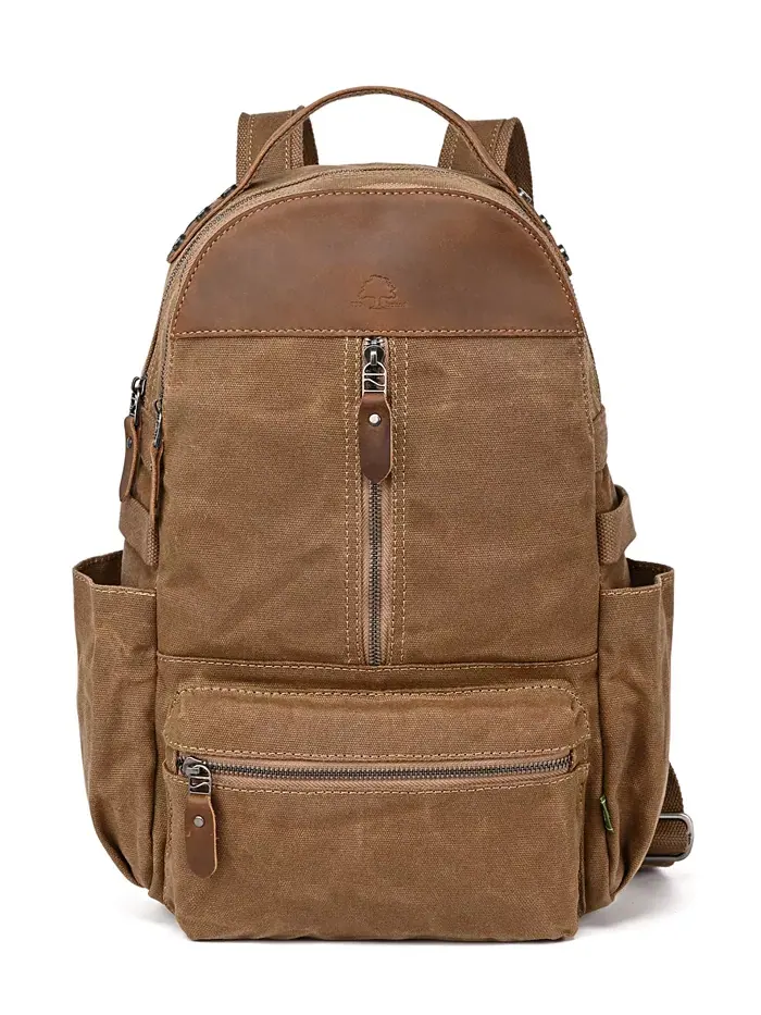 Горный Лист Утилитарный Рюкзак из Вощеного Холста Utility Bee-Wax Canvas Backpack TSD BRAND — коричневый