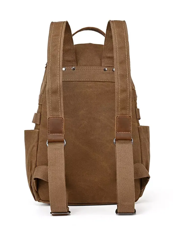 Горный Лист Утилитарный Рюкзак из Вощеного Холста Utility Bee-Wax Canvas Backpack TSD BRAND — изображение 2 из 10, верблюжий