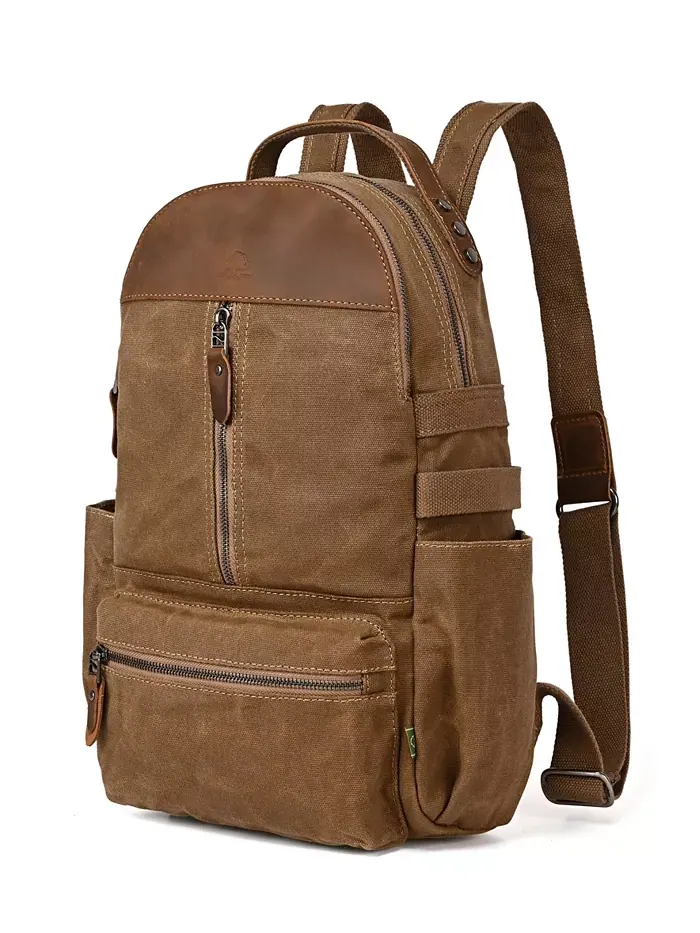 Горный Лист Утилитарный Рюкзак из Вощеного Холста Utility Bee-Wax Canvas Backpack TSD BRAND — изображение 3 из 10, верблюжий
