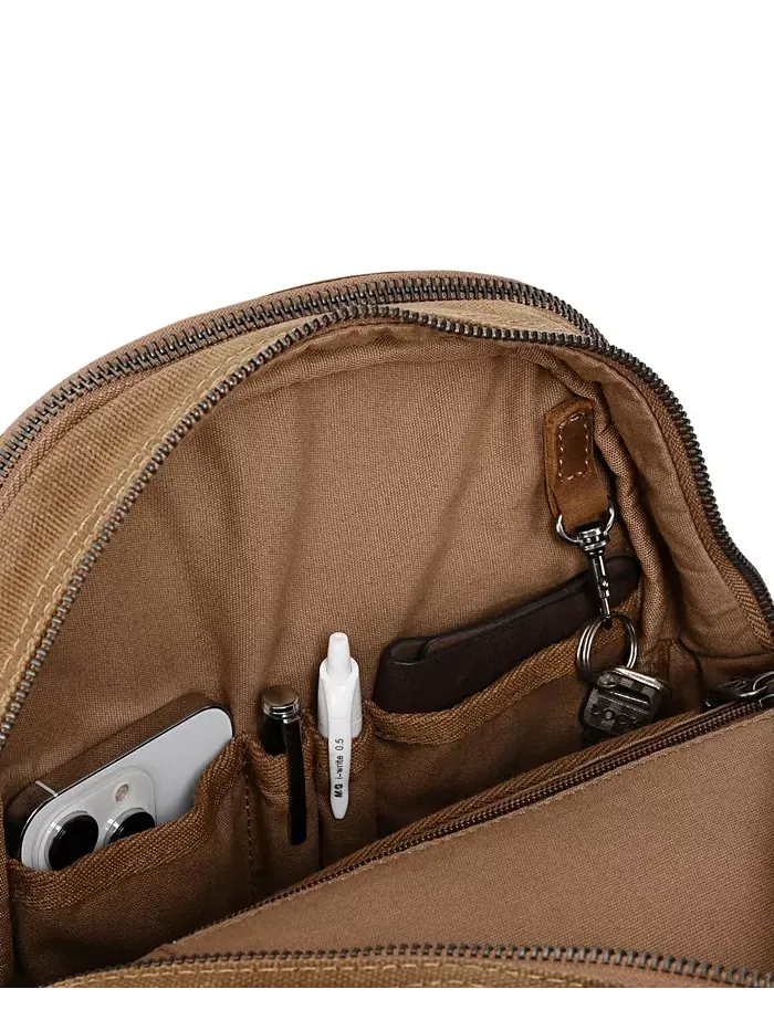 Горный Лист Утилитарный Рюкзак из Вощеного Холста Utility Bee-Wax Canvas Backpack TSD BRAND — изображение 6 из 10, верблюжий