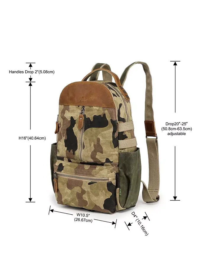 Горный Лист Утилитарный Рюкзак из Вощеного Холста Utility Bee-Wax Canvas Backpack TSD BRAND — изображение 3 из 10, зеленый