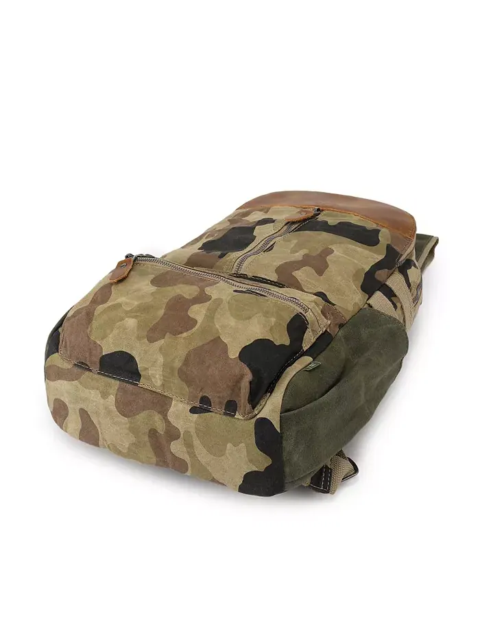 Горный Лист Утилитарный Рюкзак из Вощеного Холста Utility Bee-Wax Canvas Backpack TSD BRAND — изображение 6 из 10, зеленый