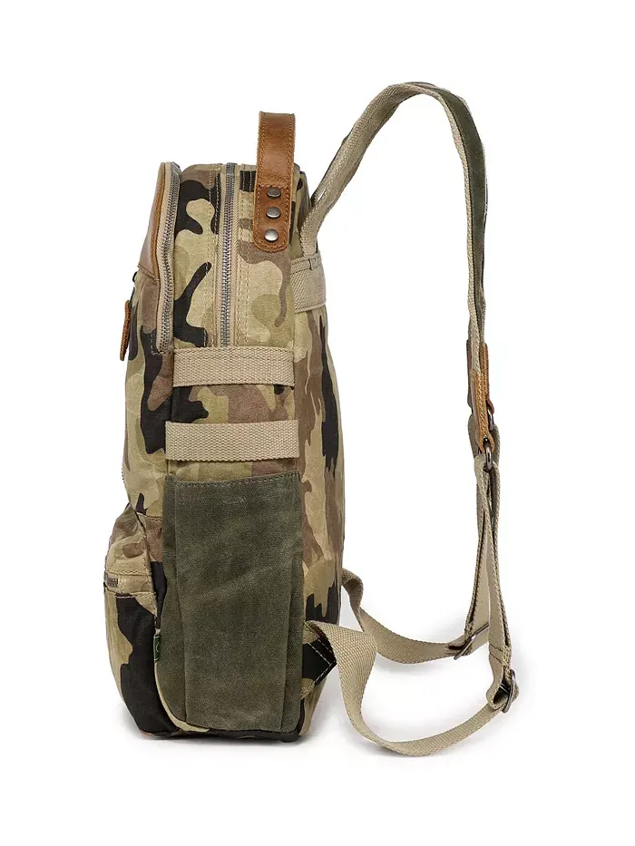Горный Лист Утилитарный Рюкзак из Вощеного Холста Utility Bee-Wax Canvas Backpack TSD BRAND — изображение 7 из 10, зеленый