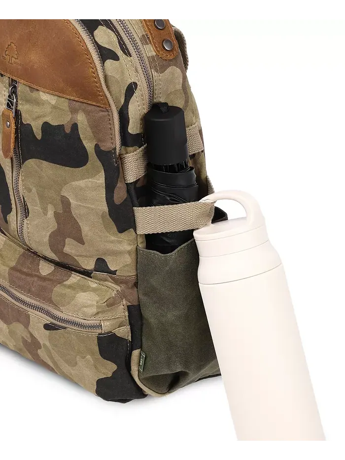 Горный Лист Утилитарный Рюкзак из Вощеного Холста Utility Bee-Wax Canvas Backpack TSD BRAND — изображение 8 из 10, зеленый