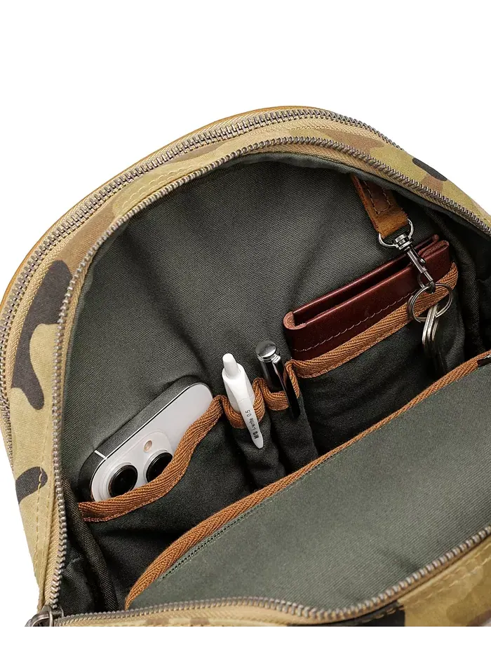Горный Лист Утилитарный Рюкзак из Вощеного Холста Utility Bee-Wax Canvas Backpack TSD BRAND — изображение 9 из 10, зеленый