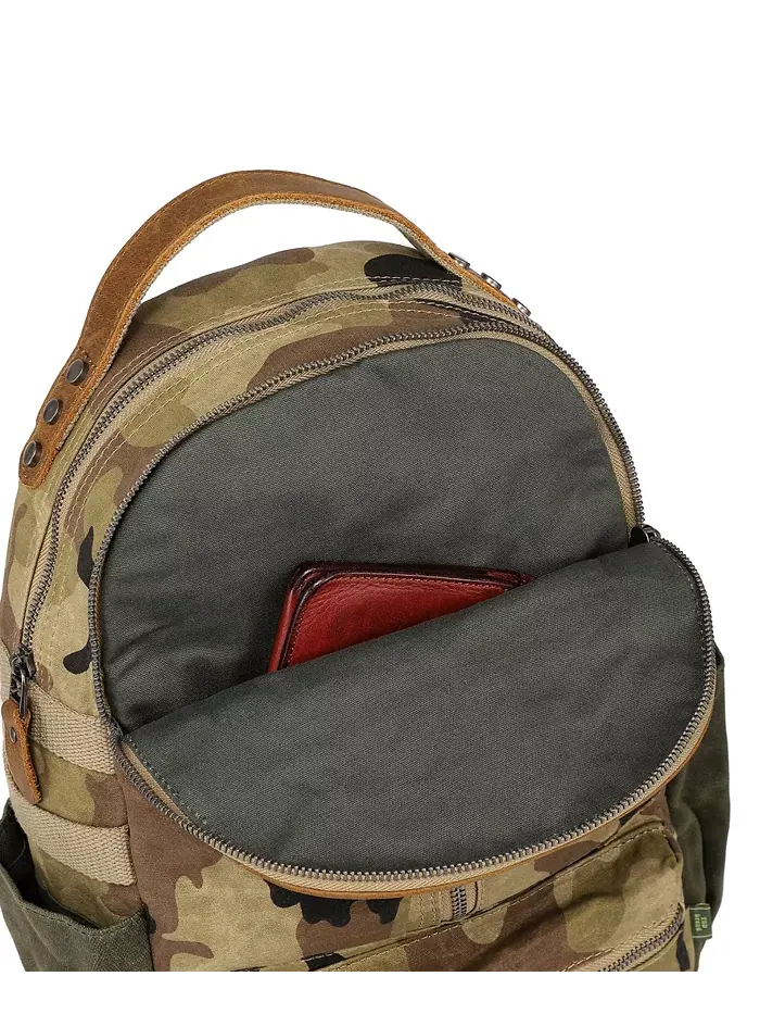 Горный Лист Утилитарный Рюкзак из Вощеного Холста Utility Bee-Wax Canvas Backpack TSD BRAND — изображение 10 из 10, зеленый