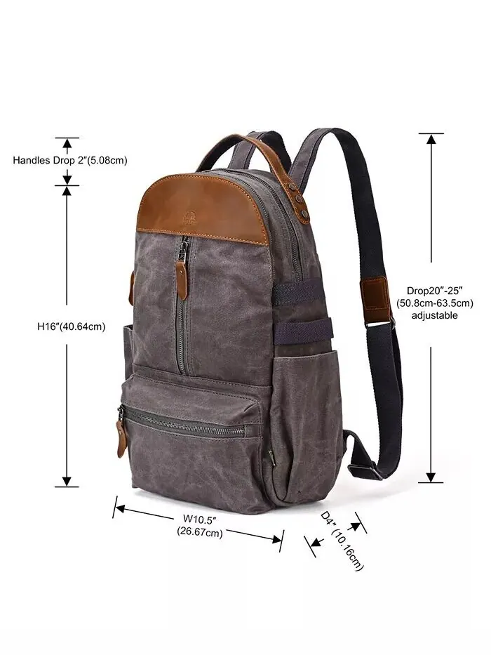 Рюкзак Mountain Leaf Utility из ткани Bee-Wax Canvas TSD BRAND — изображение 3 из 10, серый