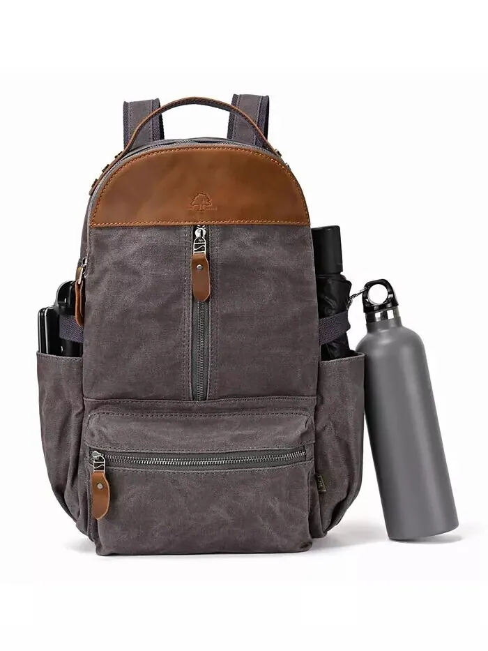 Рюкзак Mountain Leaf Utility из ткани Bee-Wax Canvas TSD BRAND — изображение 7 из 10, серый