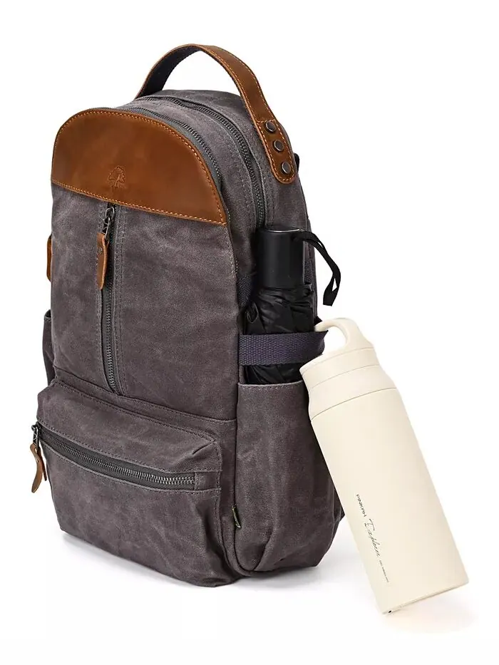 Рюкзак Mountain Leaf Utility из ткани Bee-Wax Canvas TSD BRAND — изображение 9 из 10, серый