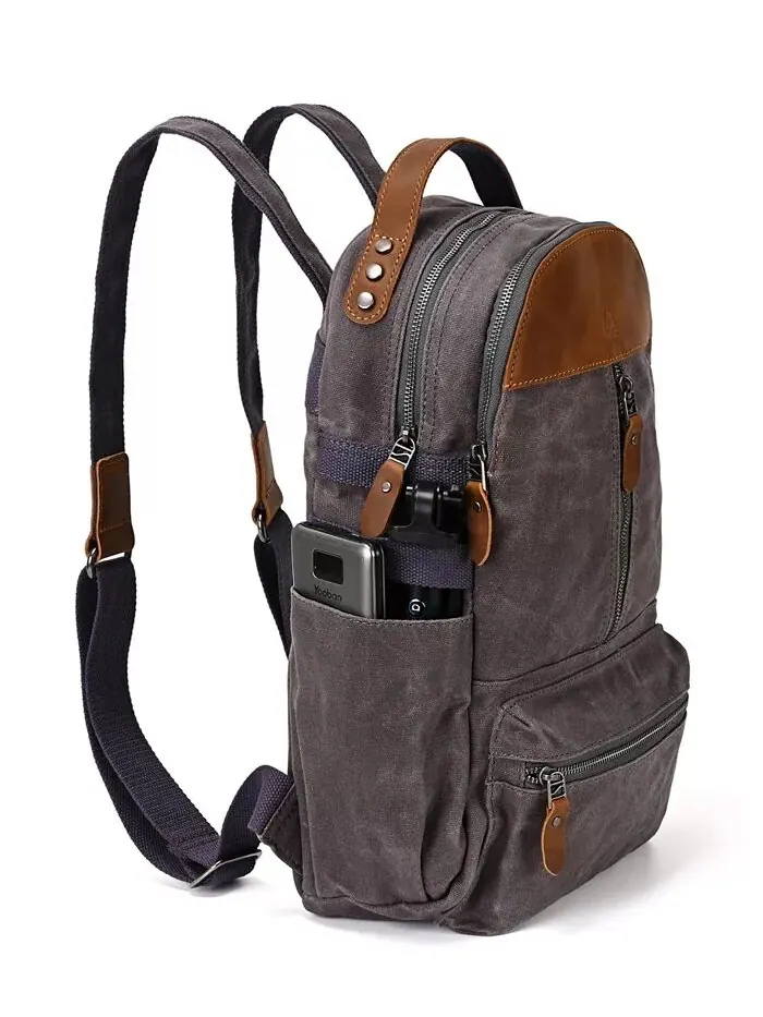 Рюкзак Mountain Leaf Utility из ткани Bee-Wax Canvas TSD BRAND — изображение 10 из 10, серый
