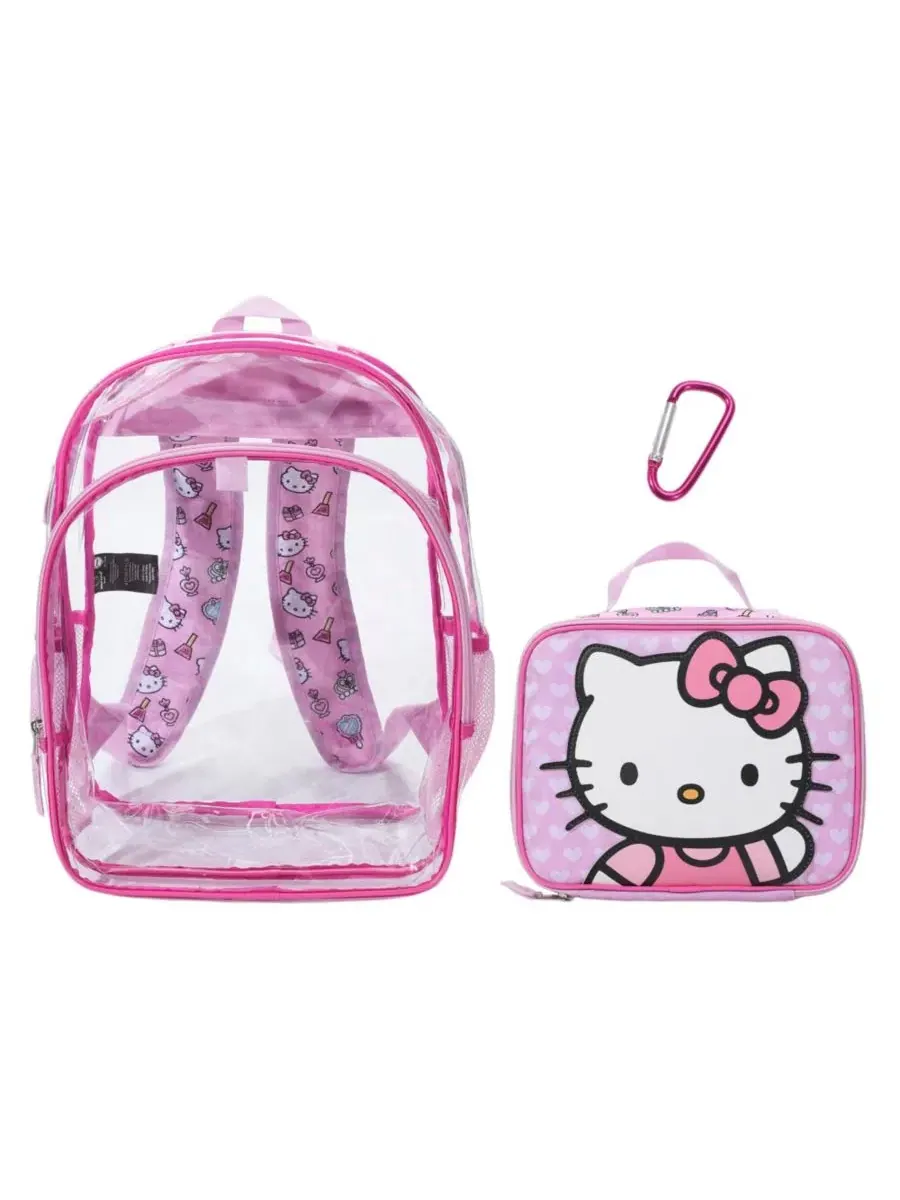 Детский рюкзак с ланч-боксом, 16 дюймов, с принтом Hello Kitty, комплект из 2 предметов Hello Kitty — изображение 1 из 7