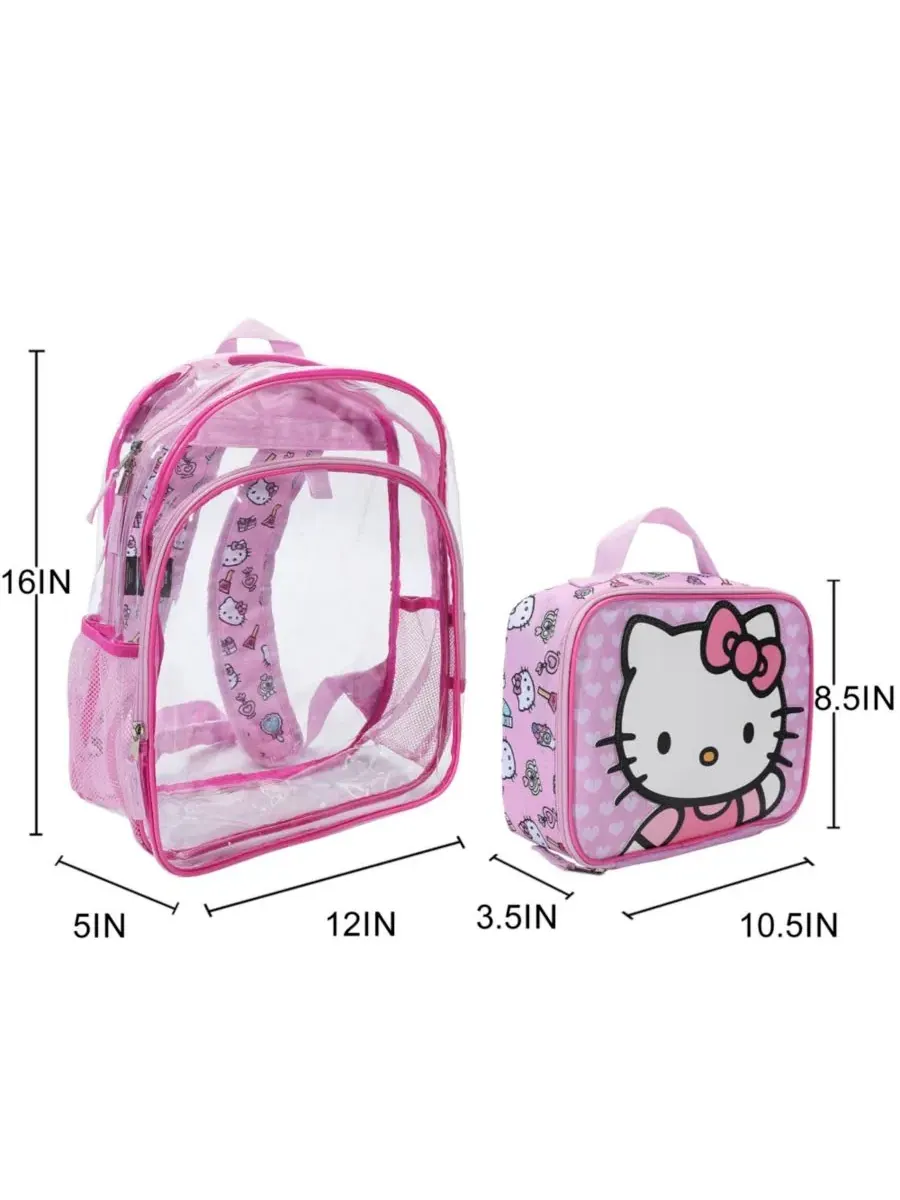 Детский рюкзак с ланч-боксом, 16 дюймов, с принтом Hello Kitty, комплект из 2 предметов Hello Kitty — изображение 2 из 7