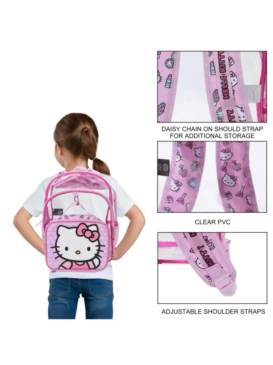 Детский рюкзак с ланч-боксом, 16 дюймов, с принтом Hello Kitty, комплект из 2 предметов Hello Kitty — изображение 4 из 7