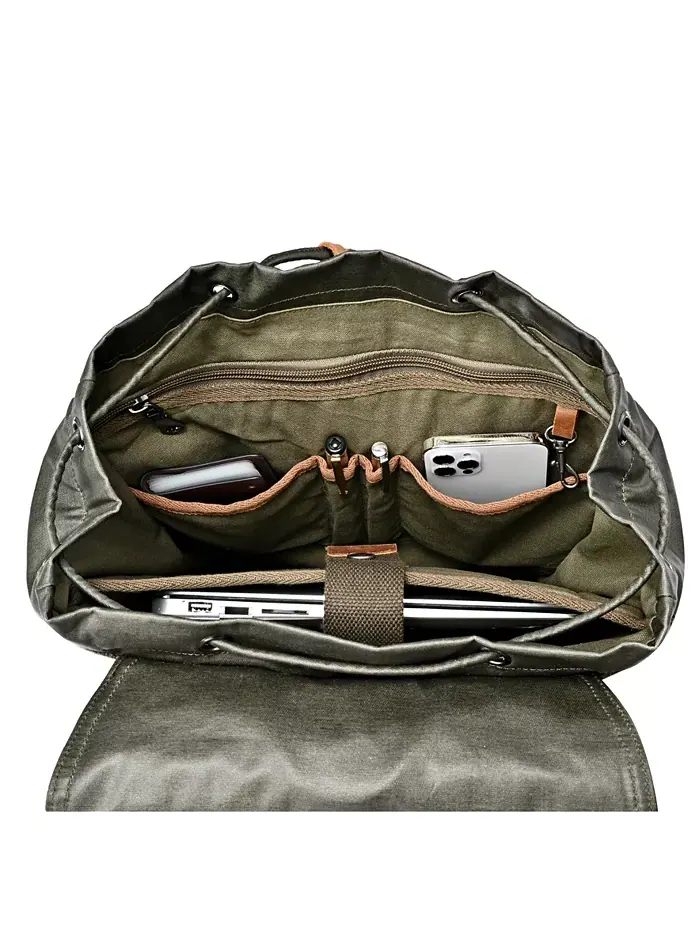 Городской рюкзак Urban Light Traveller из холста TSD BRAND — изображение 3 из 12, зеленый