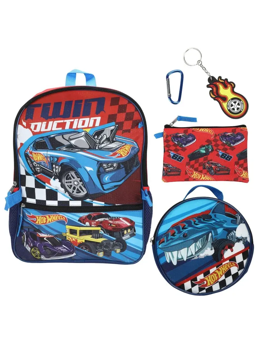Рюкзак Hot Wheels с ланч-боксом, пеналом, брелоком и карабином Bioworld