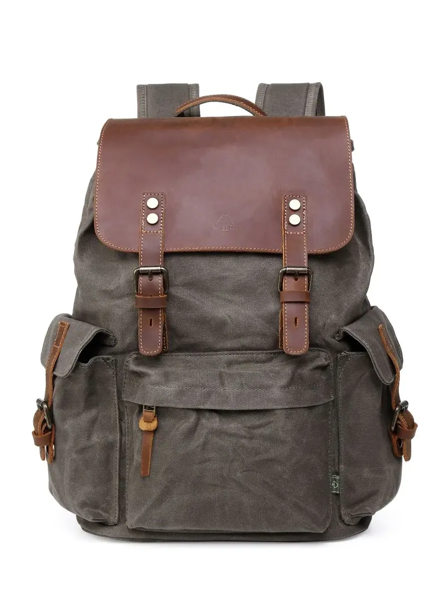 Рюкзак-сумка из вощеного холста Stone Creek TSD BRAND — изображение 1 из 10, оливковый