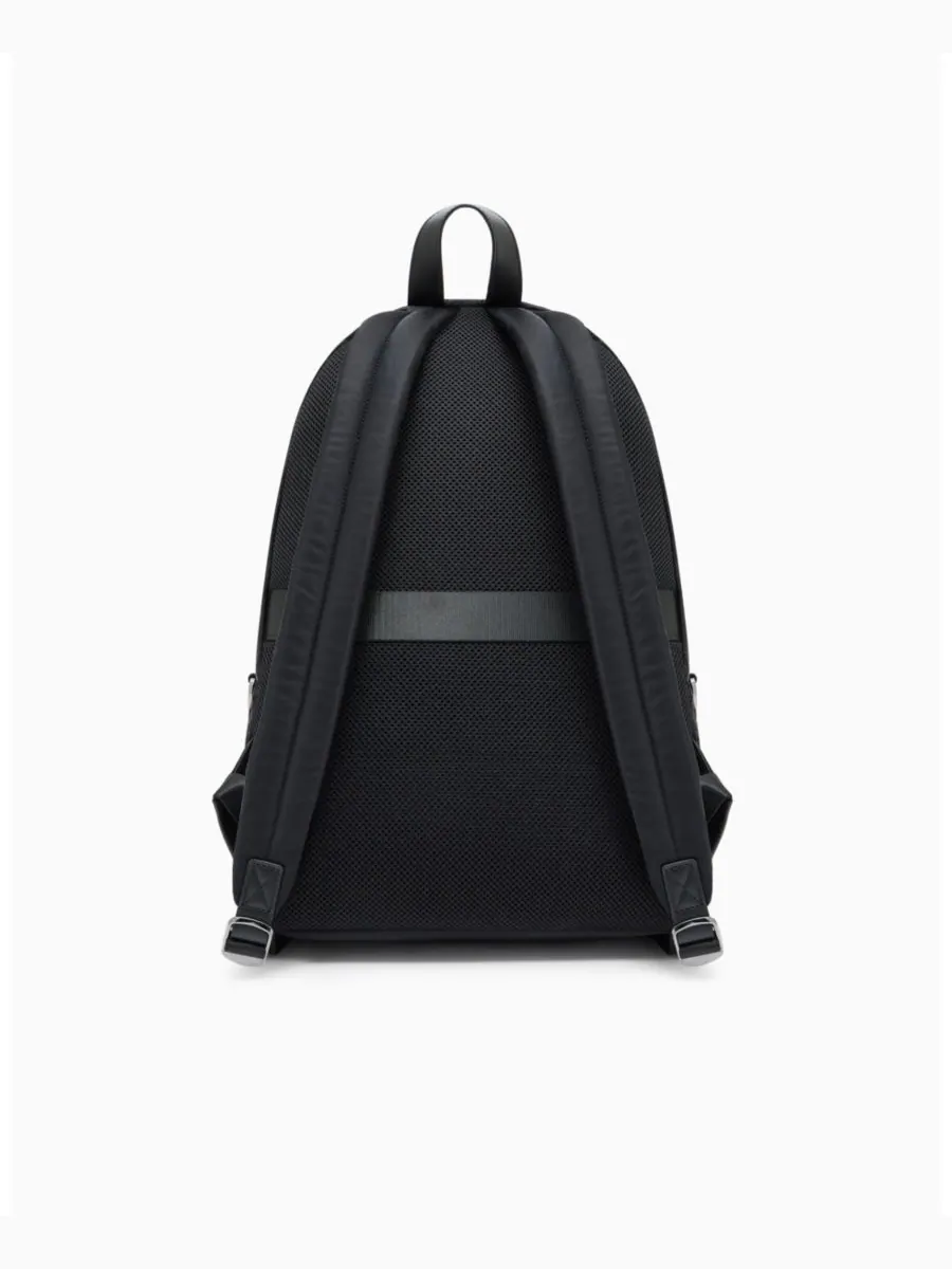 Мужской рюкзак из атласной жаккардовой ткани с логотипом по всей поверхности A|X Armani Exchange — изображение 5 из 5, черный